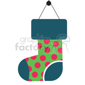 300x300 Royalty Free Green Christmas Stocking Vector Flat Design 400506