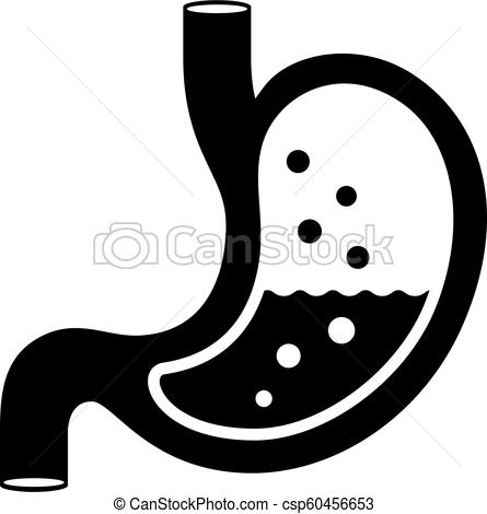 445x470 Gas In Stomach Vector Sign Isolated On White Background.