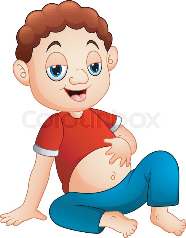627x800 Vector Illustration Of Cartoon Boy Sitting With A Full Stomach