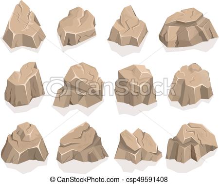 450x377 Rock Stone Set Cartoon Isolated On White Background.
