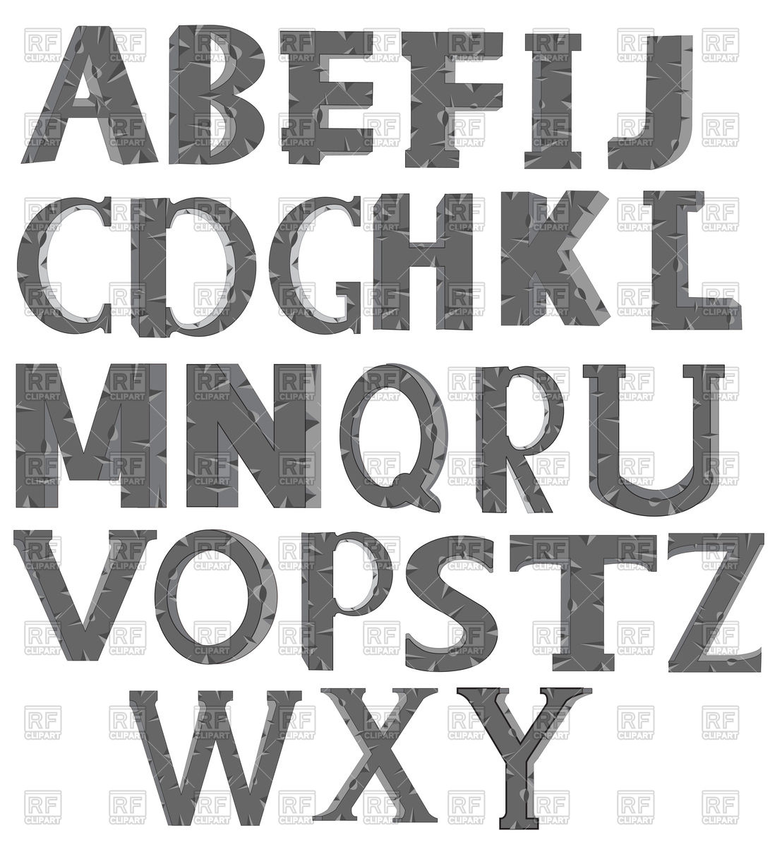 1091x1200 Alphabet Made Of Stone Vector Image Vector Artwork Of Signs