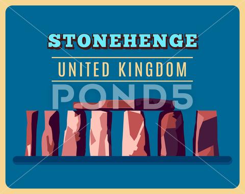 480x381 Stonehenge Vintage Poster. Vector Illustration Stock Images