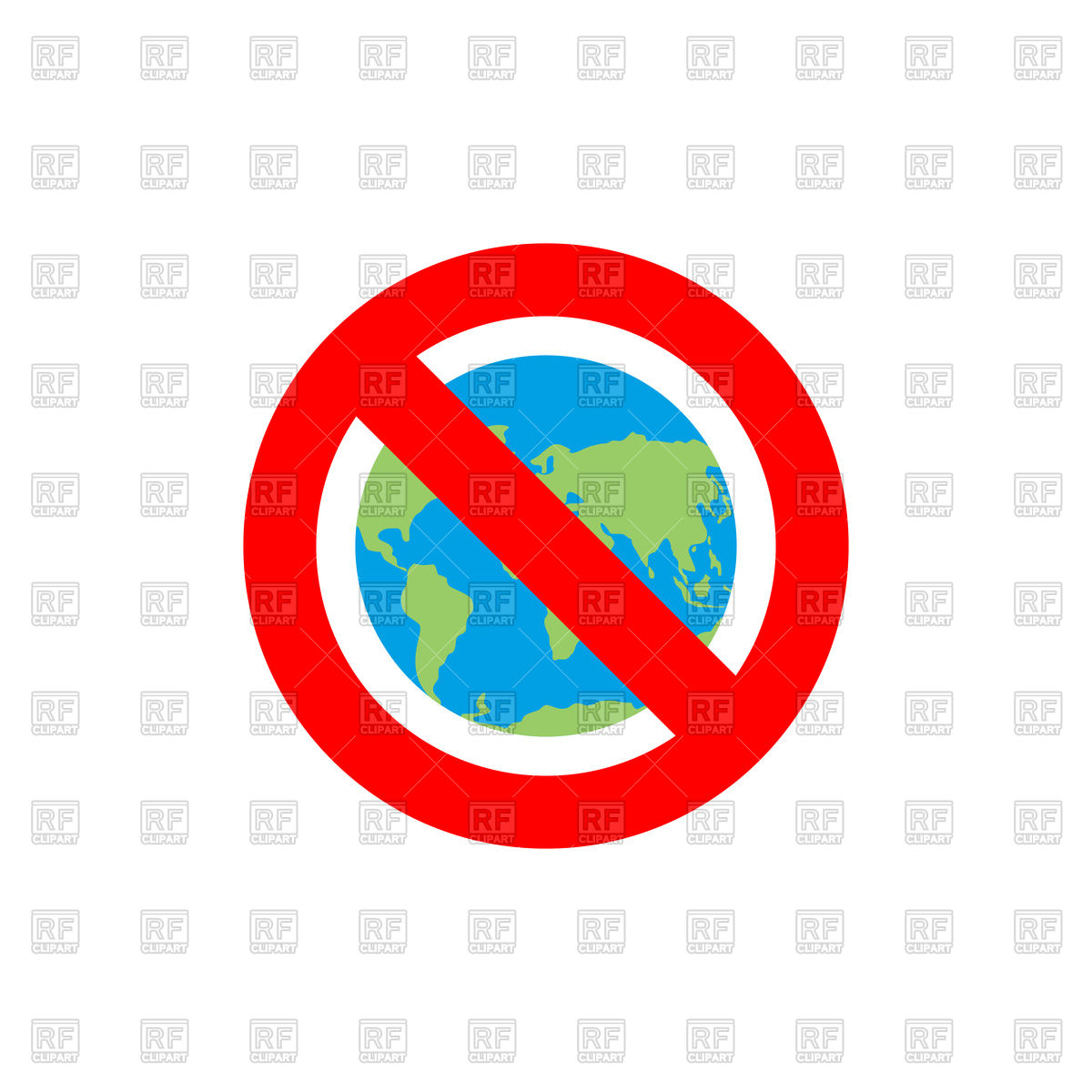 1200x1200 Stop Sign With Earth, Red Forbidden Sign Vector Image Vector
