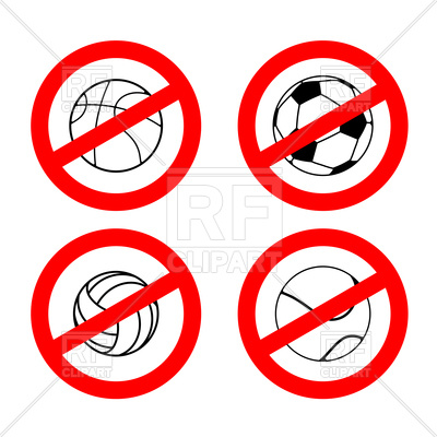 400x400 Set Of Stop Sign With Volleyball Football Tennis And Rugby Balls