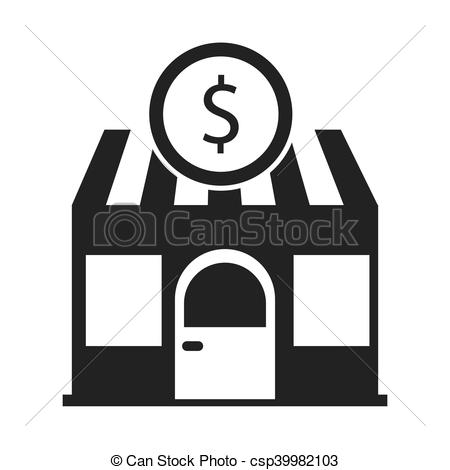 450x470 Store Building With Commercial Isolated Icon Vector... Vector