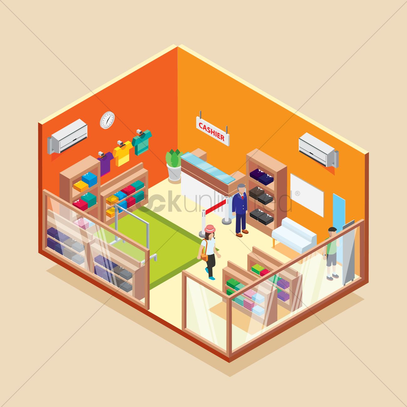 1300x1300 Isometric Garments Store Vector Image