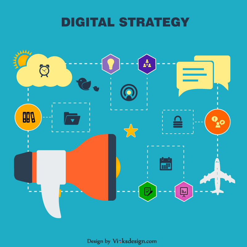 800x800 Digital, Online, Business Strategy Vector Design