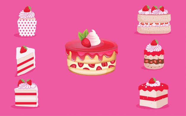 626x391 Strawberry Shortcake Set Vector Premium Download