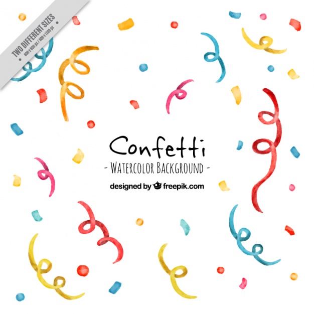 626x626 Watercolor Background With Confetti And Streamer Vector Premium