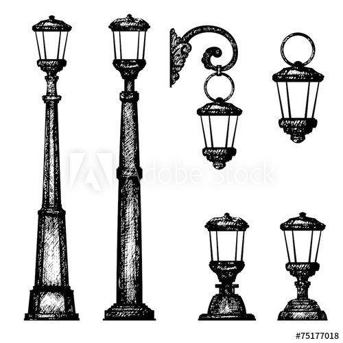 500x500 Sketch Of Street Light, Vector Drawing