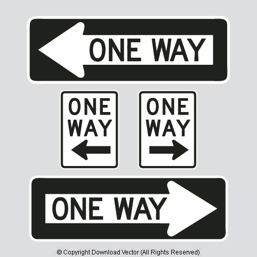 500x500 One Way Street Sign Vector Illustration 09865 Download Vector