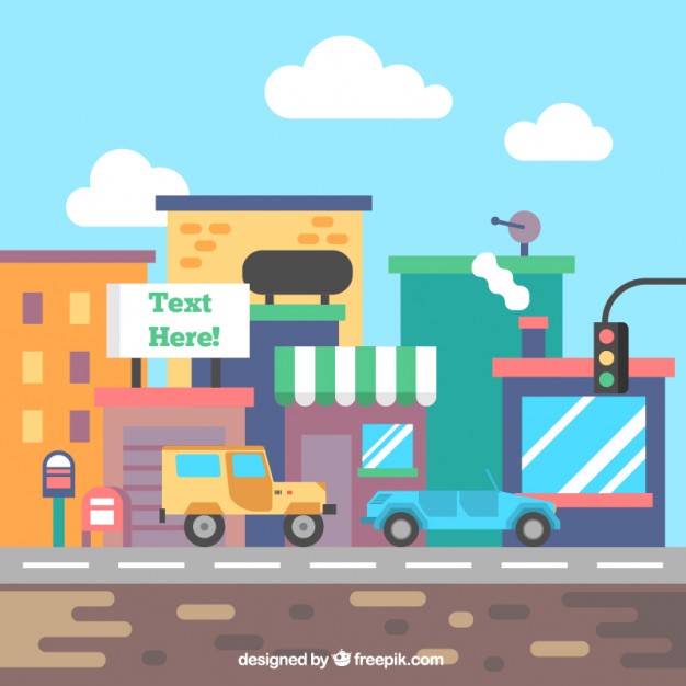 626x626 Flat Colorful City Street Vector Free Download