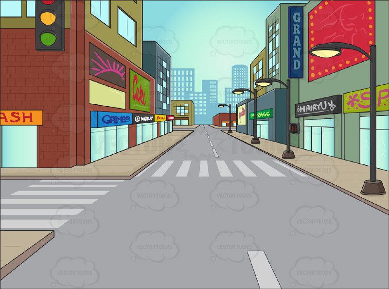 800x596 City Street Background Clipart By Vector Toons