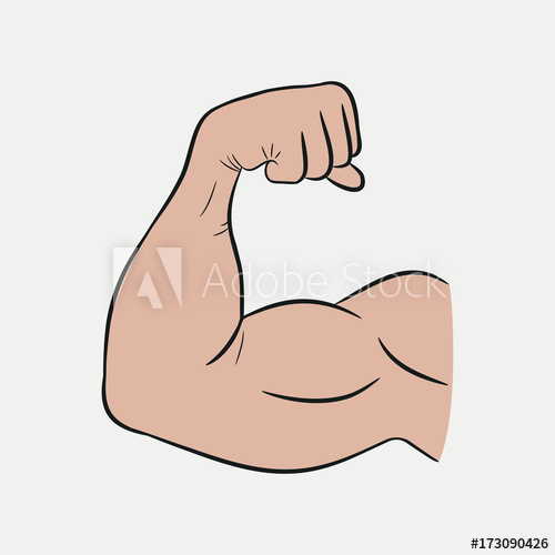 500x500 Biceps Hands, Strong Arm, Trained Muscles. Vector Illustration