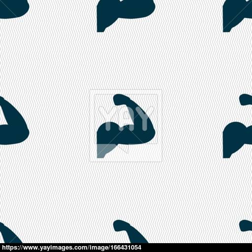 512x512 Biceps Strong Arm. Muscle Icon Sign. Seamless Pattern With