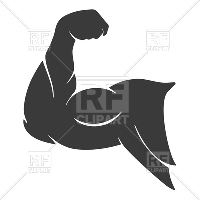 400x400 Power Muscle Arm Icon. Strong Male Hand. Vector Image Vector