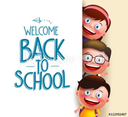 500x457 Kids Student Vector Characters Holding White Board With Blank