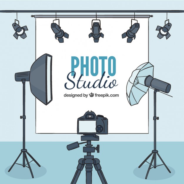 626x626 Hand Drawn Photography Studio With Accessories Vector Free Download