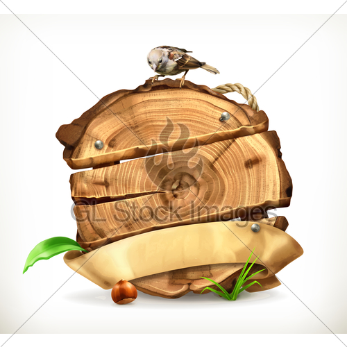 500x500 Wooden Banner, Tree Stump Vector Illustration Gl Stock Images