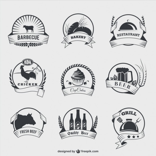 626x626 Food Badges In Retro Style Vector Free Download