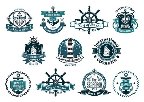 500x354 Land And Sea Labels Vintage Style Vector 03 Free Download