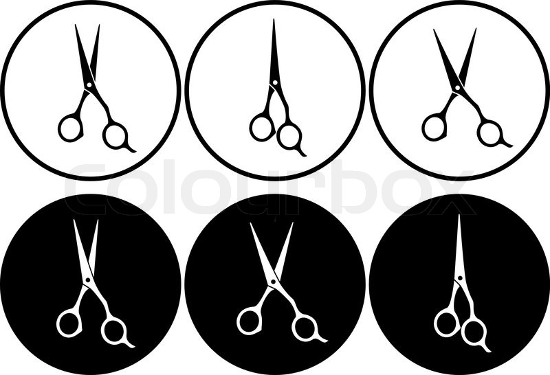 800x546 Set Of Isolated Black And White Professional Scissors In Round