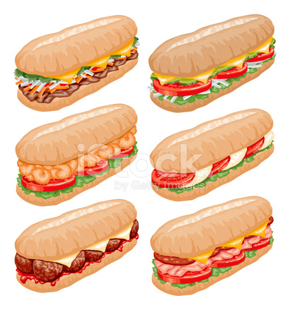 410x439 Submarine Sandwiches Icon Set Stock Vector