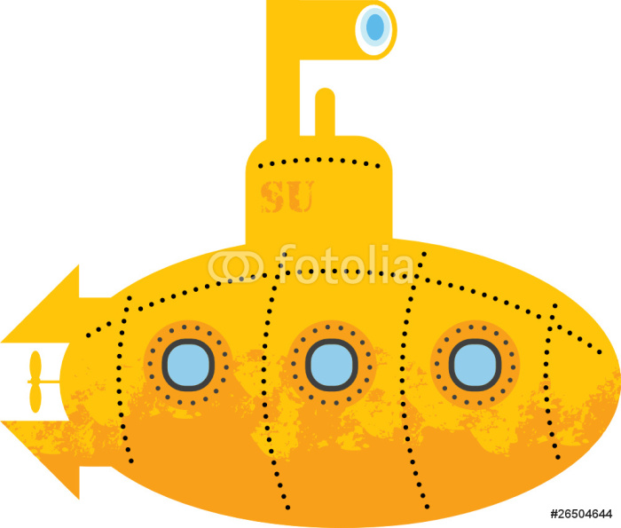 700x595 Yellow Submarine, Vector Illustration Wall Mural We