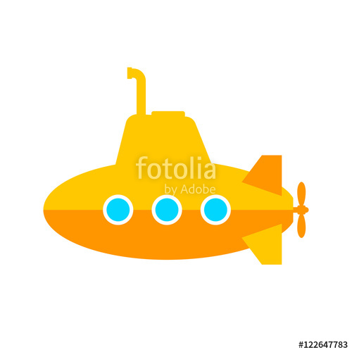 500x500 Yellow Submarine Vector Icon On White Background Stock Image And