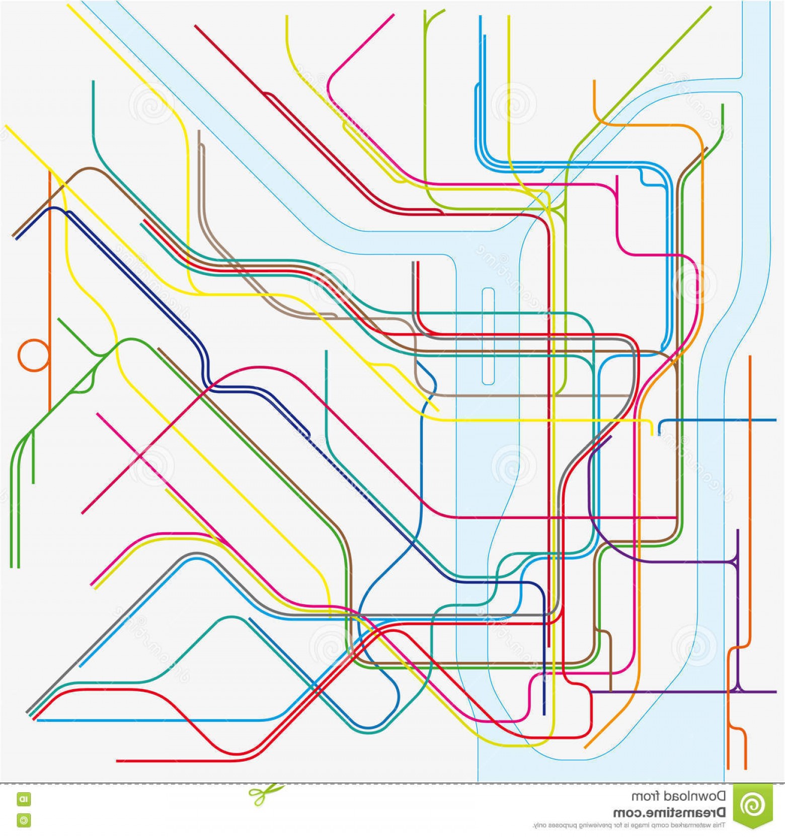1560x1664 Stock Illustration Subway Vector Map New York City Colored Image