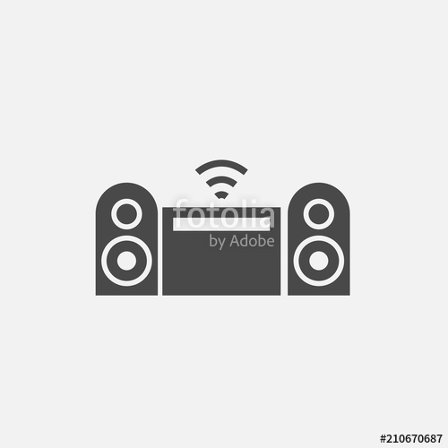 500x500 Speaker Subwoofer Wireless Connection Vector Icon With Wifi Sound