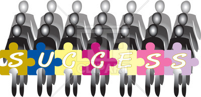 400x194 Rows Of People With Puzzle Shaped Banner And Word Success Vector