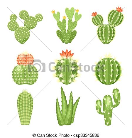 450x470 Vector Icon Set Of Colored Cactus And Succulent. Vector Set Of