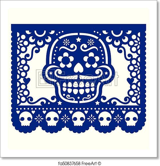 561x581 Free Art Print Of Mexican Sugar Skull Vector Paper Decorations