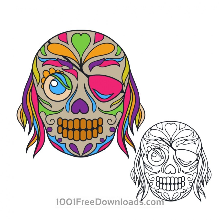 900x900 Free Vectors Pirate Sugar Skull Vector Illustration Abstract