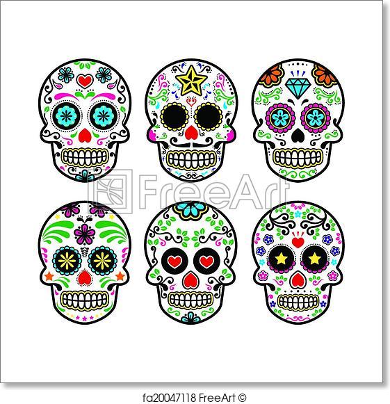 561x581 Free Art Print Of Mexican Sugar Skull Vector Icons. Vector Icon