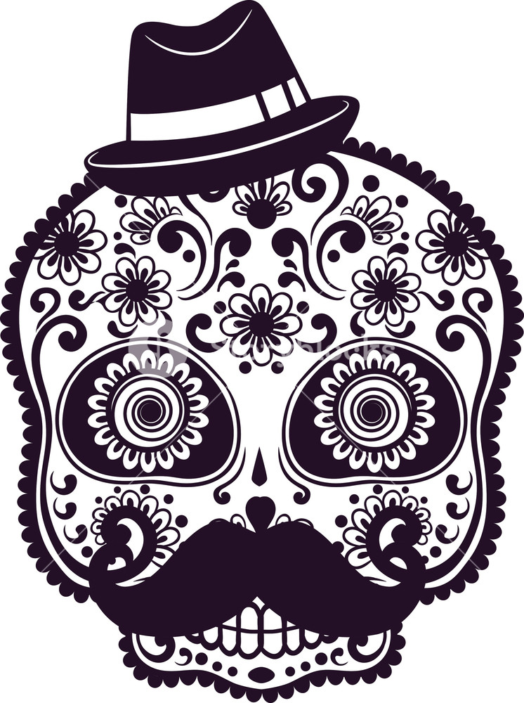 746x1000 Funny Sugar Skull Vector T Shirt Design Royalty Free Stock Image