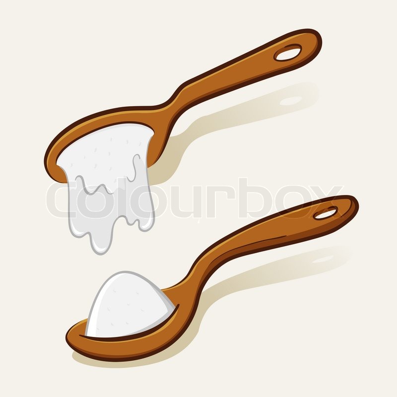 800x800 Vector Illustration Of Two Wooden Spoon With Sugar. Stock Vector