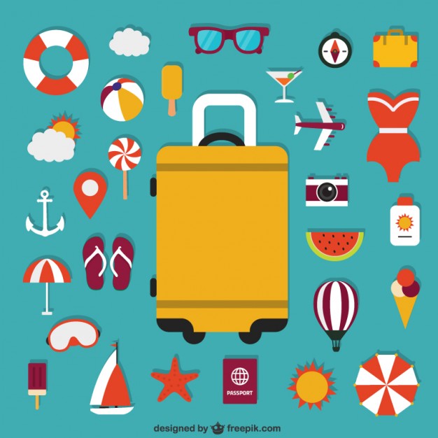 626x626 Suitcase And Summer Icons Vector Free Download