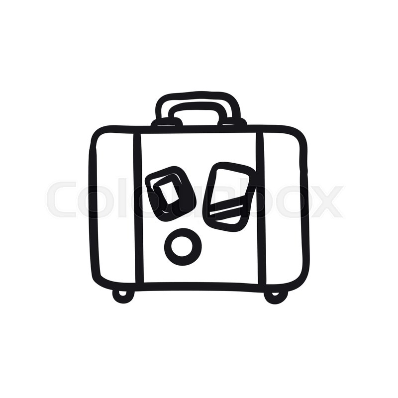 800x800 Suitcase Vector Sketch Icon Isolated On Background. Hand Drawn