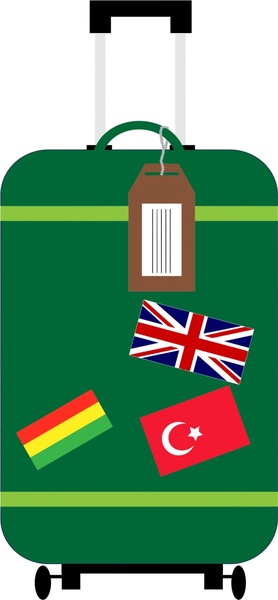 278x600 Suitcase Vector Illustration With Nations Flags Design Tags Free