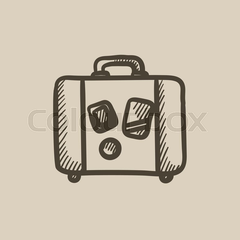 800x800 Suitcase Vector Sketch Icon Isolated On Background. Hand Drawn