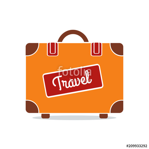 500x500 Travel Suitcase Icon Isolated On White Background. Orange Trave