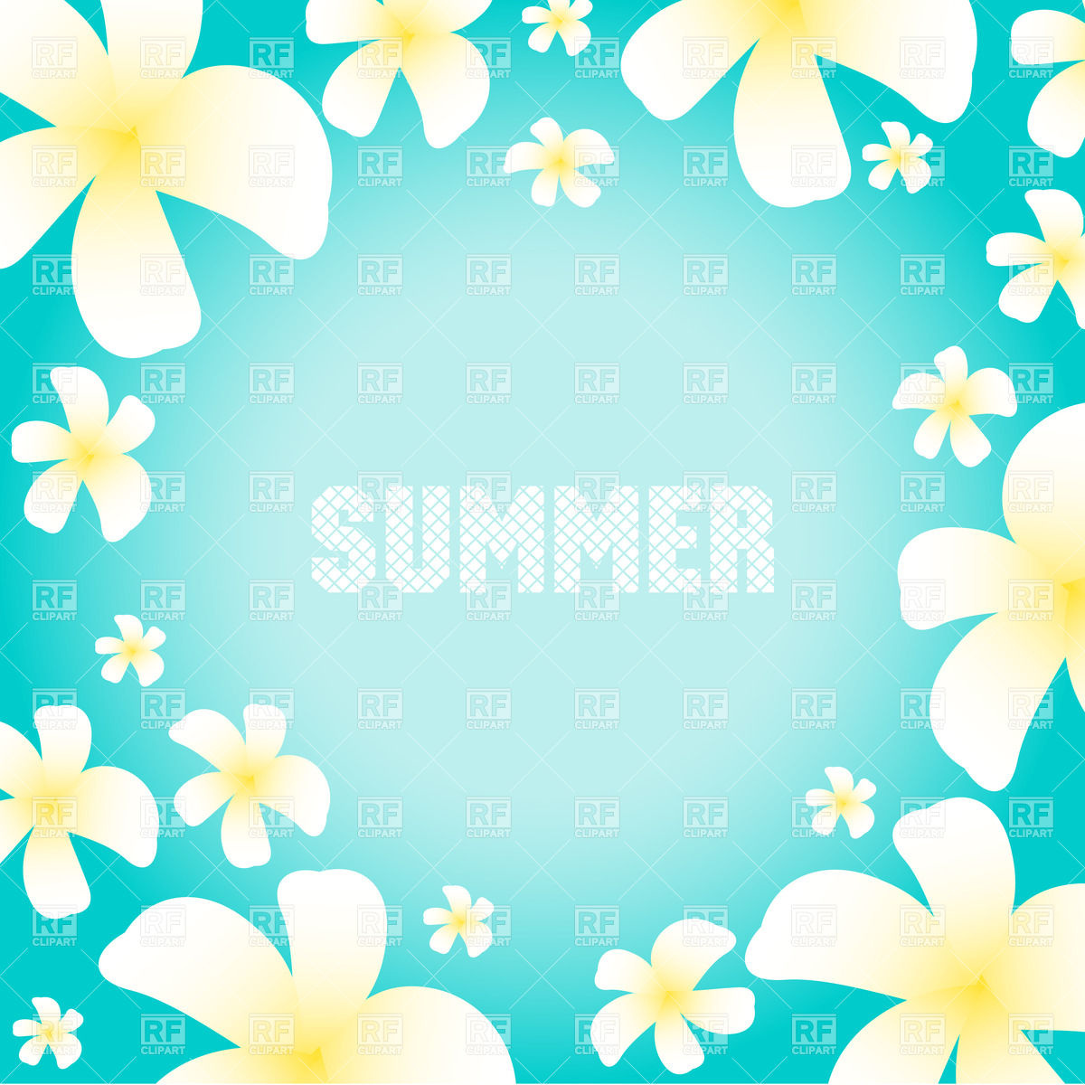 1200x1200 Blue Summer Background With Frangipani Flowers Vector Image