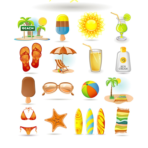 600x600 Summer Vector Icons Free Vector 4vector