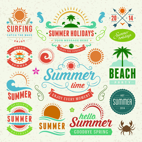 500x500 Vintage Summer Elements Labels Vector Material 02 Free Download