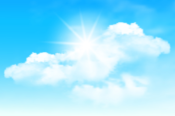 600x400 Blue Sky With Clouds And Sun Background Vector