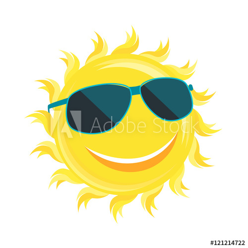 500x500 Sun Face With Sunglassess. Vector