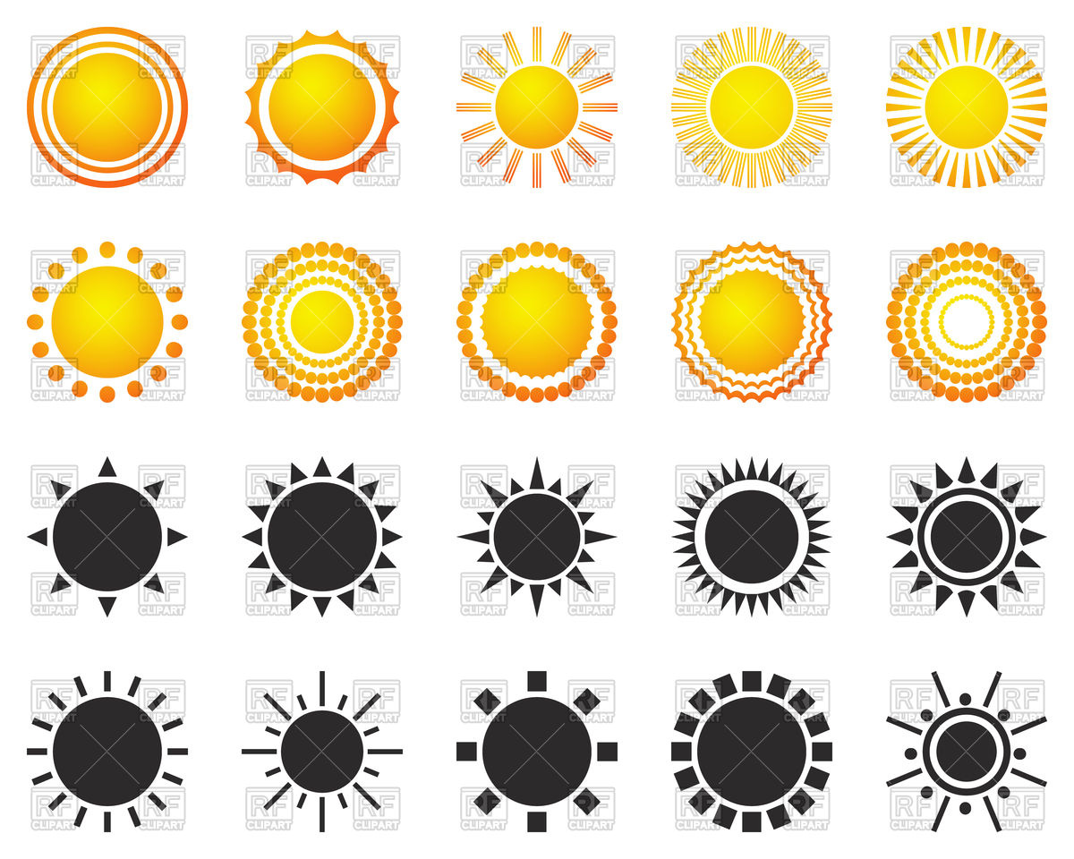 1200x960 Set Of Sun Icons Vector Image Vector Artwork Of Icons And