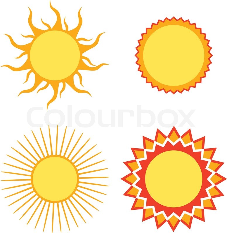 777x800 Set Of Sun Design Elements Vector Illustration Stock Vector